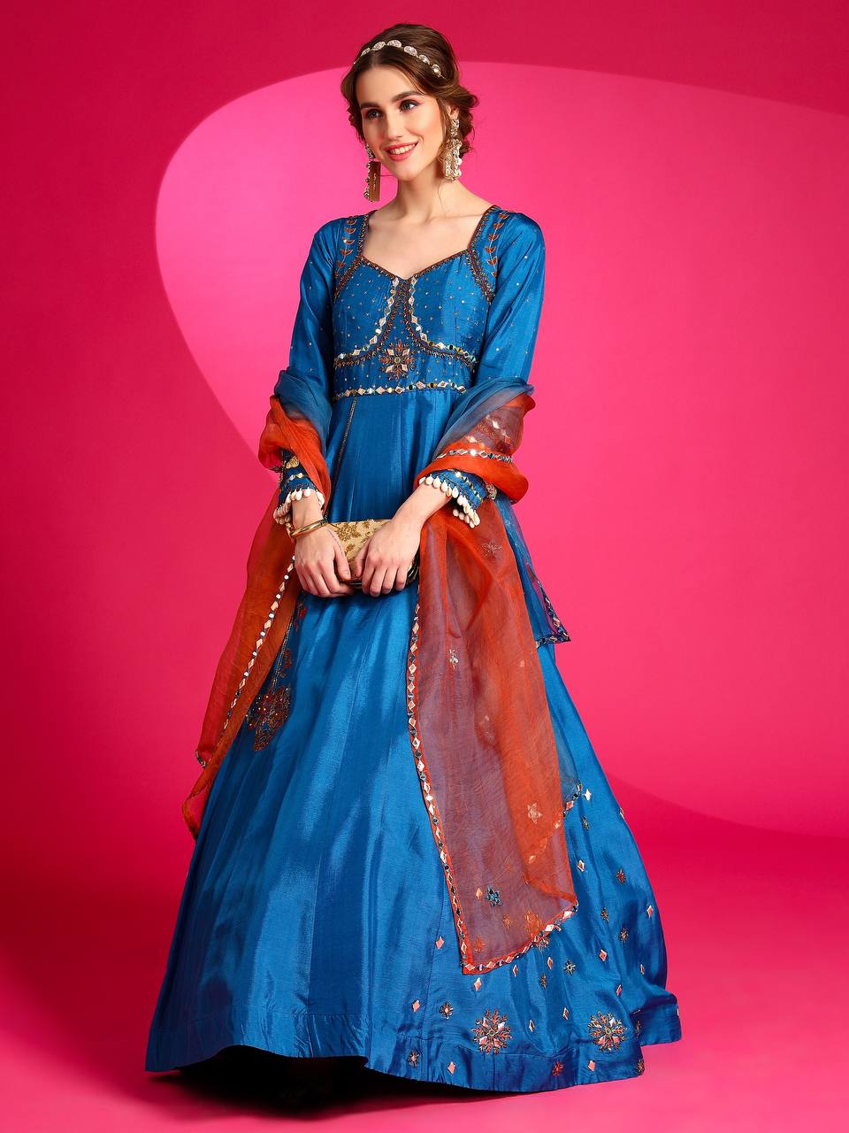 Handmade silk gown, a perfect choice for tradional events.