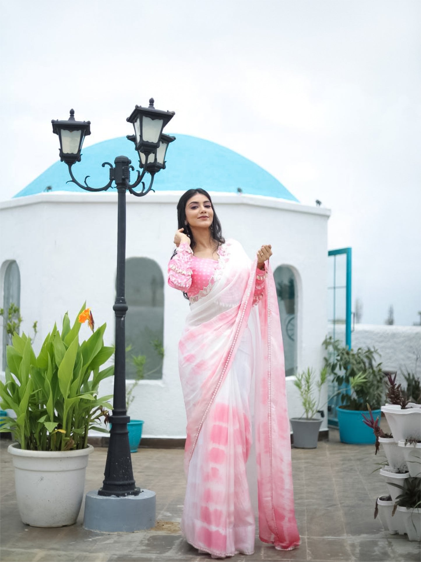 Buy online pink engagement silk saree by harry wed kelly