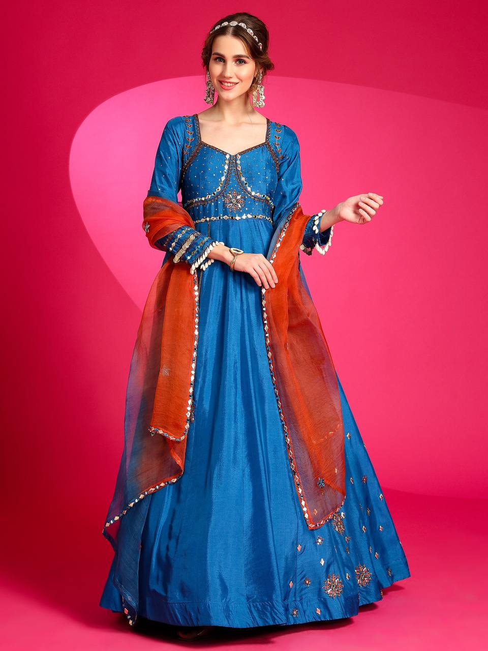 Majestic Steel Blue Gown designer gown for weddings 