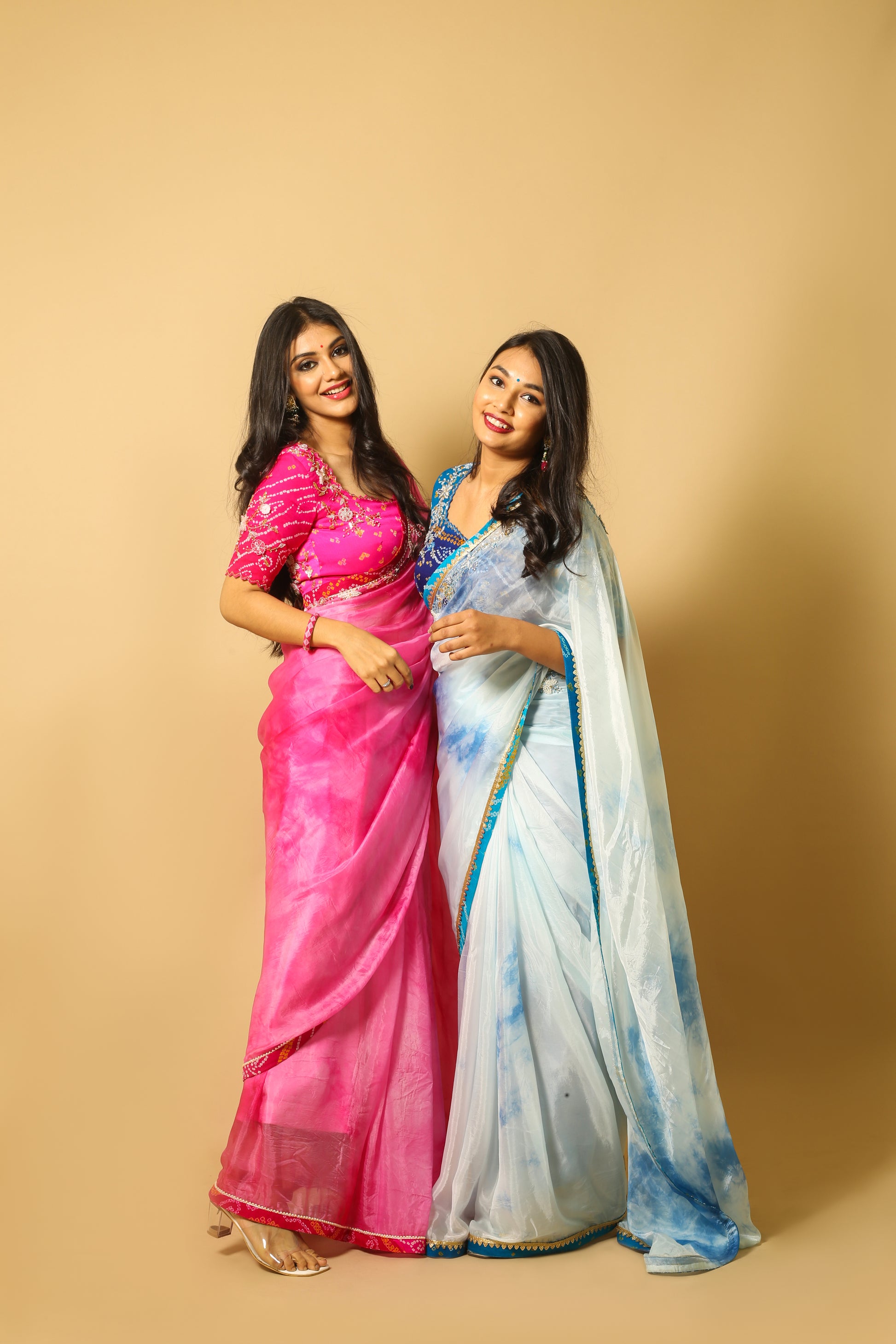 custom sized designer blue saree for parties. by harry wed kelly