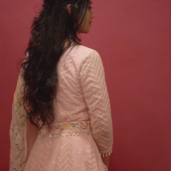 Pink designer Anarkali suit for festivals, weddings, and special occasions. 