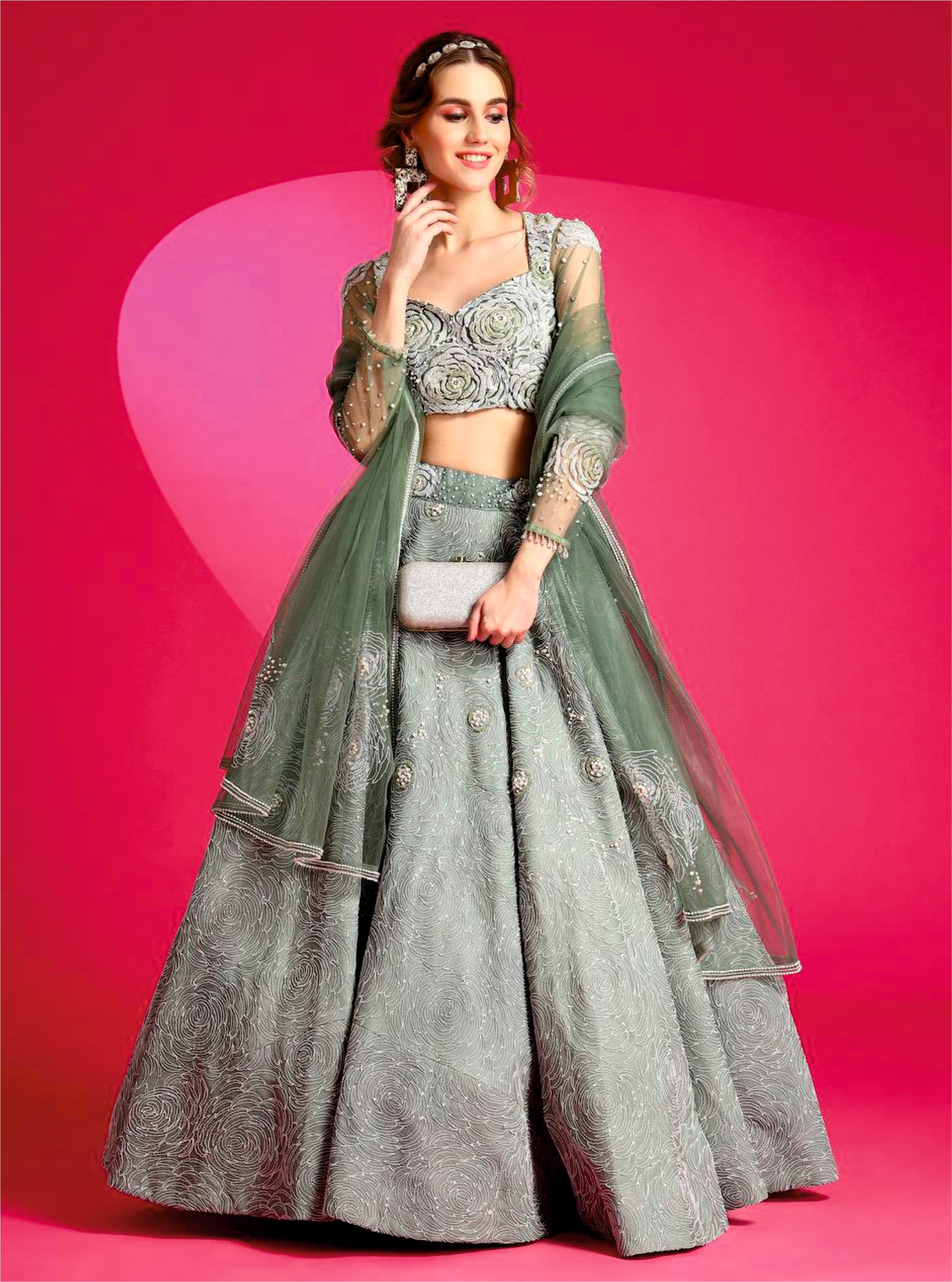 Camouflage Green Lehenga Set